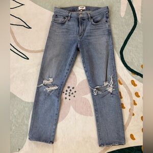 Agolde Blue Distressed Ankle Jeans